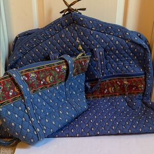 VTG Vera Bradley Bundle Garment Bag with Matching Tote Blue Paisley:Floral